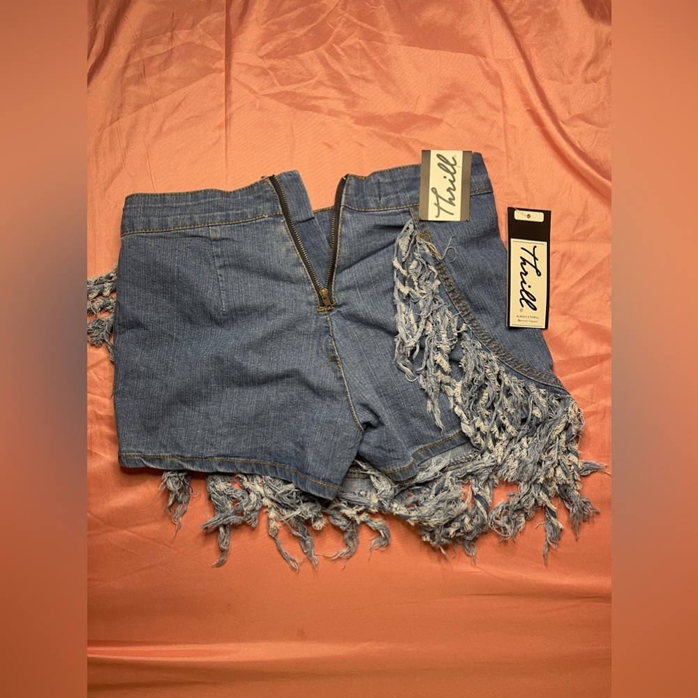 Thrill zip up jean skirt.
